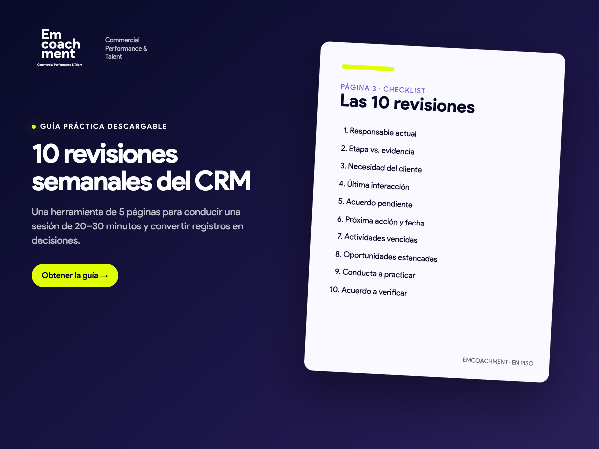 Vista previa de la guía 10 revisiones semanales del CRM